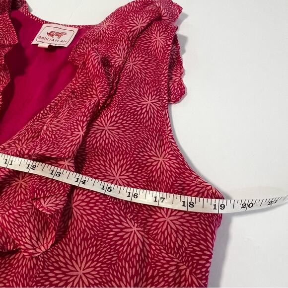 Banjanan Sz L Orion Sleeveless Floral Cotton Tiered Maxi Dress Pink - Picture 11 of 12